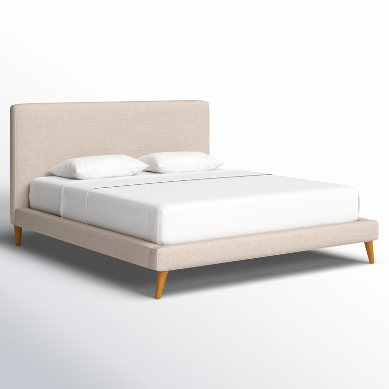 Williams Upholstered Bed, California King, Beige Linen
