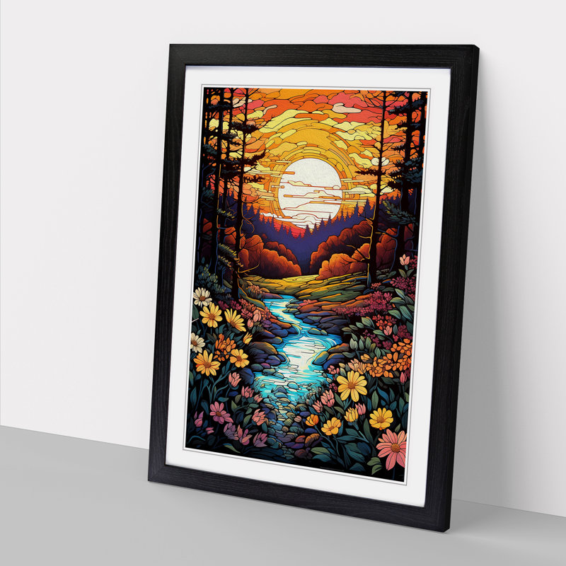 Spring Forest Pop - Single Picture Frame Print on Wood, Black, 64cm H x 46cm W x 2cm D