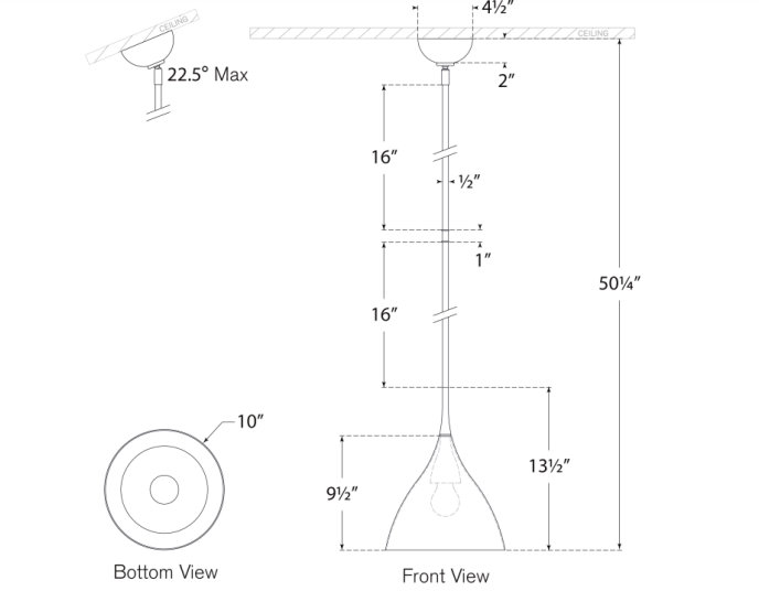 AERIN Agnes Medium Pendant, Gild, 13.5" H x 10" W x 10" D
