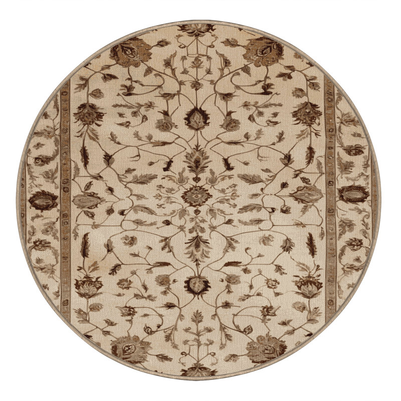 Tapis brun lavable à la machine, Rond 3 pi