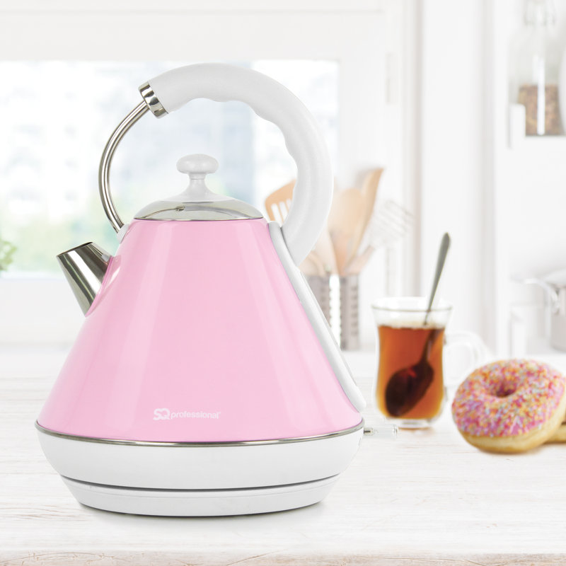 SQ Professional Dainty 1.8L Stainless Steel Electric Tea Kettle, Pink