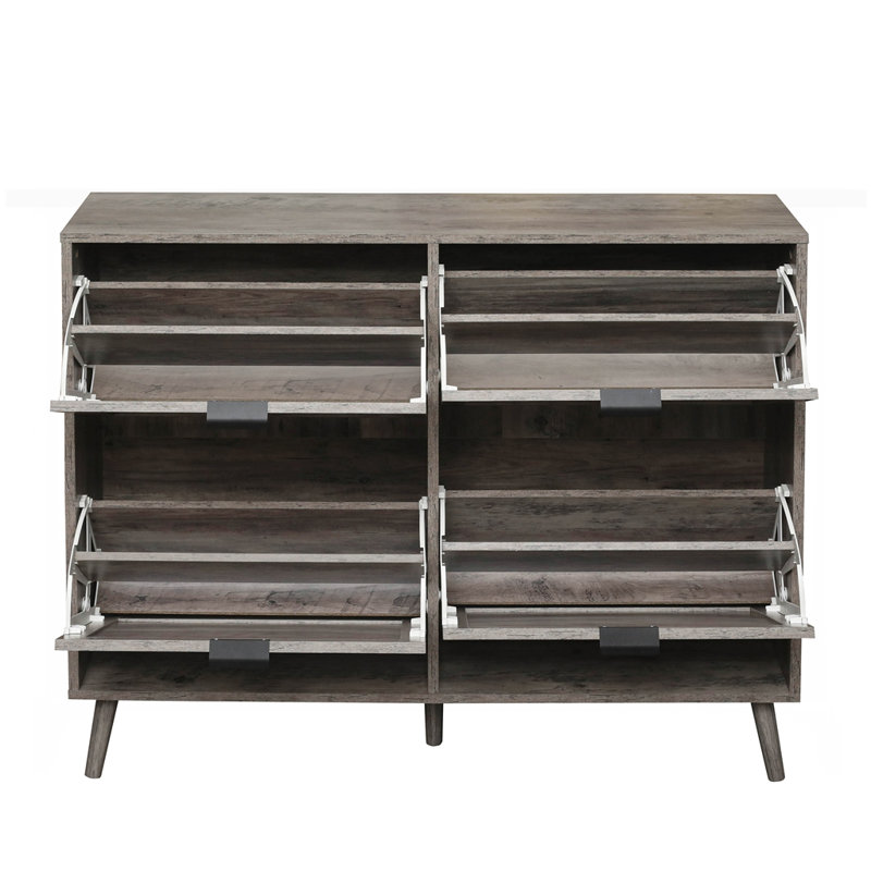 Freestanding Modern Shoe Storage Cabinet, Dark Gray