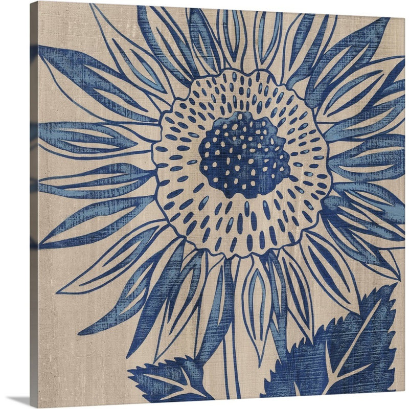 Indigo tournesol - imprimé, H 30 po x l 30 po x P 1,5 po, Toile