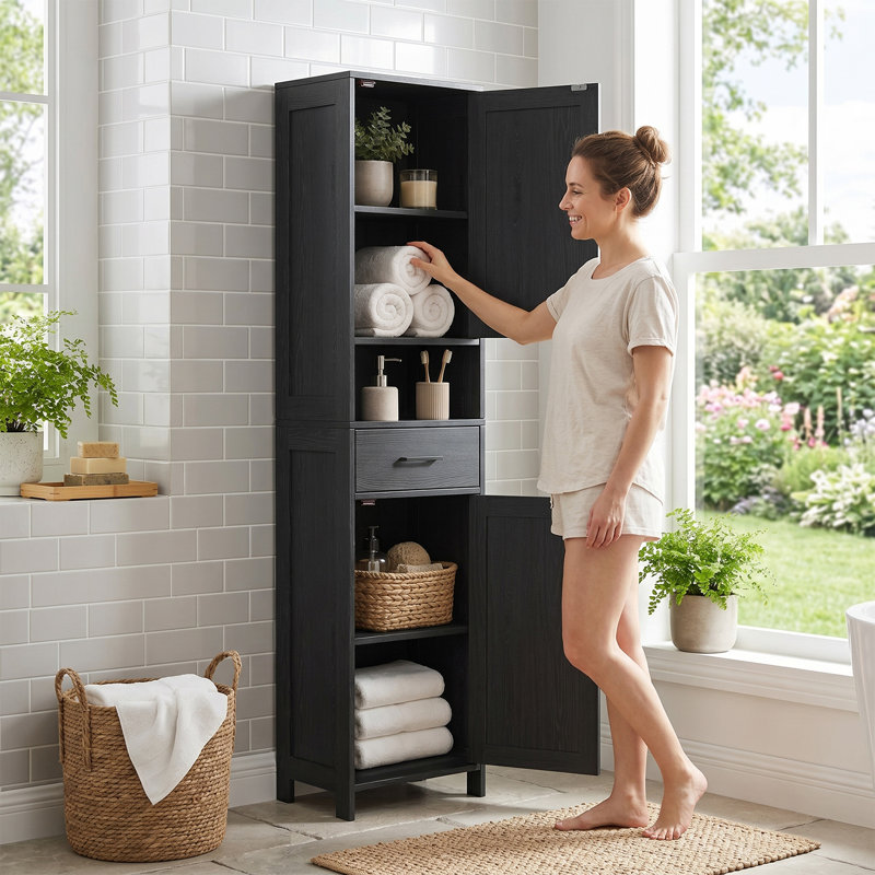 Armoire de rangement 65,5 po Black Farmhouse