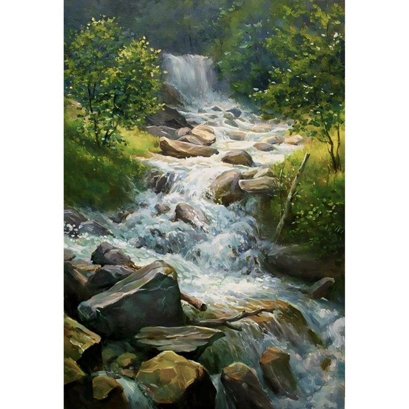 Rivière qui coule | Acrylique sur toile | Par Anant Roop Art Studio