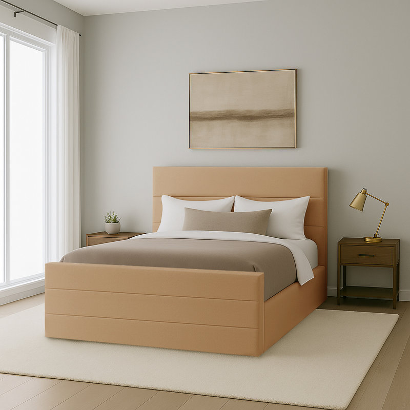 Abrytha Upholstered Ottoman Storage Bed, Beige, Kingsize (5')