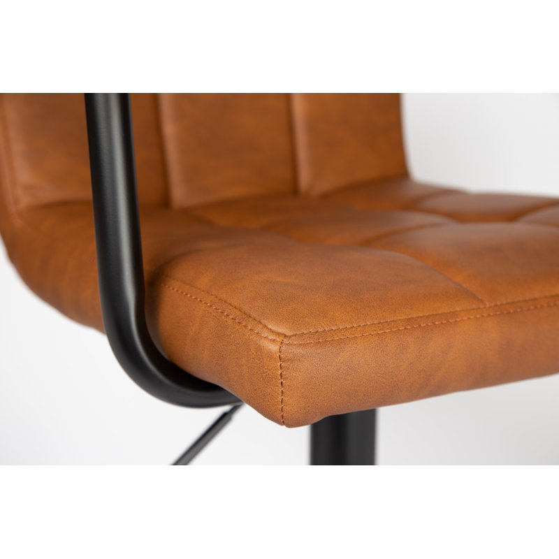 Tabouret pivotant à hauteur réglable Cahir, Brun caramel