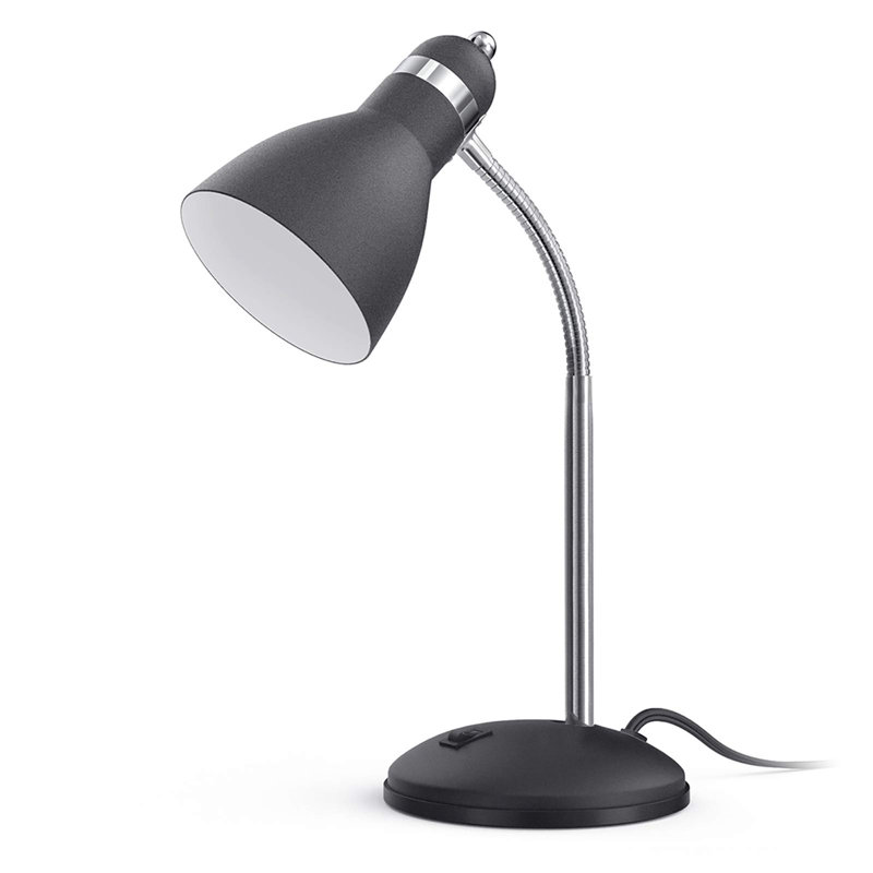 Metal Desk Lamp, Eye-Caring Table Lamp, Study Lamps with Flexible Goose Neck for Bedroom, Home Office, Black