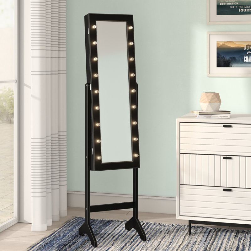 Armoire à bijoux avec miroir Bowen, Noir, noir, noir, noir