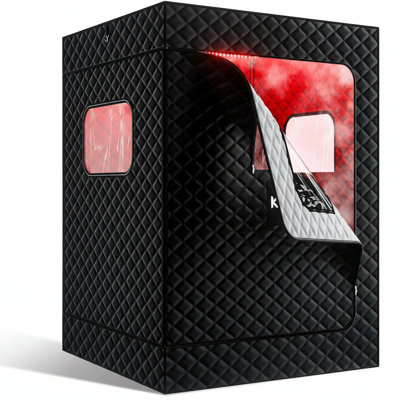 2-Person Extra Large Home Sauna With Red Light Therapy (71"X49"X36") - Dual 3L Steam Generators, 5-Layer Insulation, Remote Control, Portable Foldable