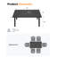 Table de salle à manger de patio rectangulaire pour 6 personnes en aluminium toutes saisons pour le jardin et la piscine (noir)-1155405034-1155405046