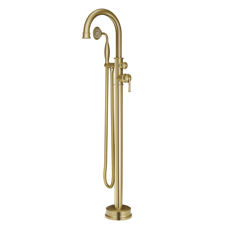Freestanding Tub Faucet, 1 Handle Floor Mounted Waterfall Tub Filler with Diverter