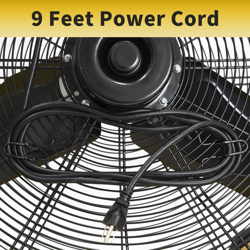 Ventilateur tambour portable 2 vitesses à grande vitesse en jaune avec puissant moteur de 1/3 HP TEao, pale turbo