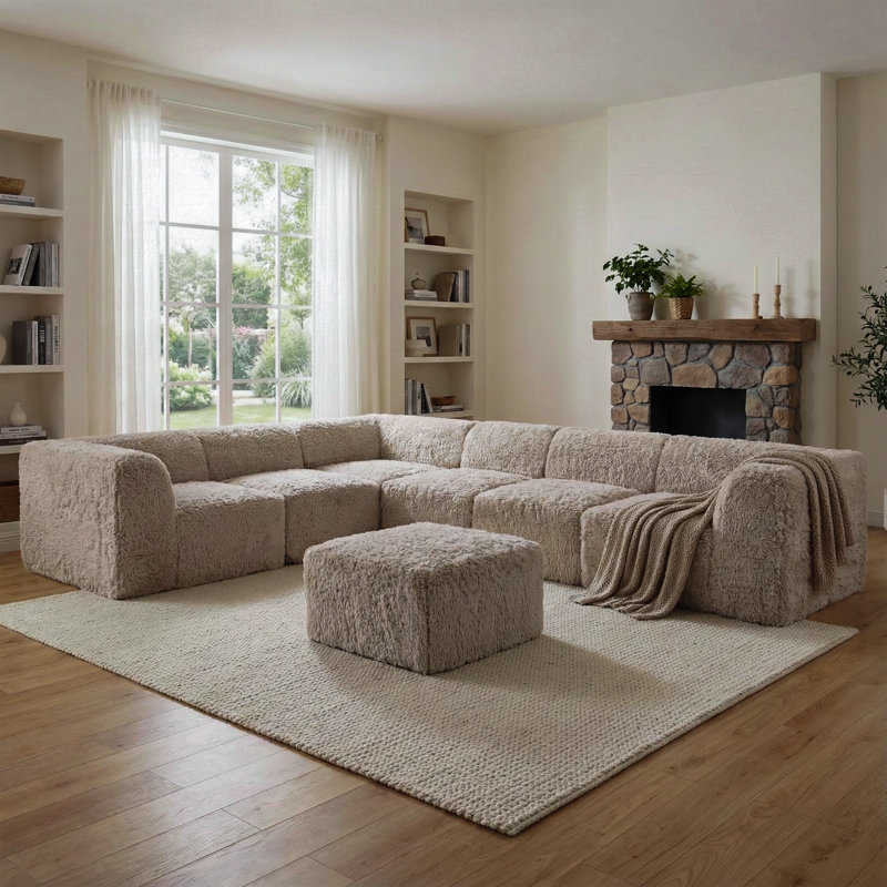 Canapé modulaire compressé 7 pièces Nola, Gris taupe