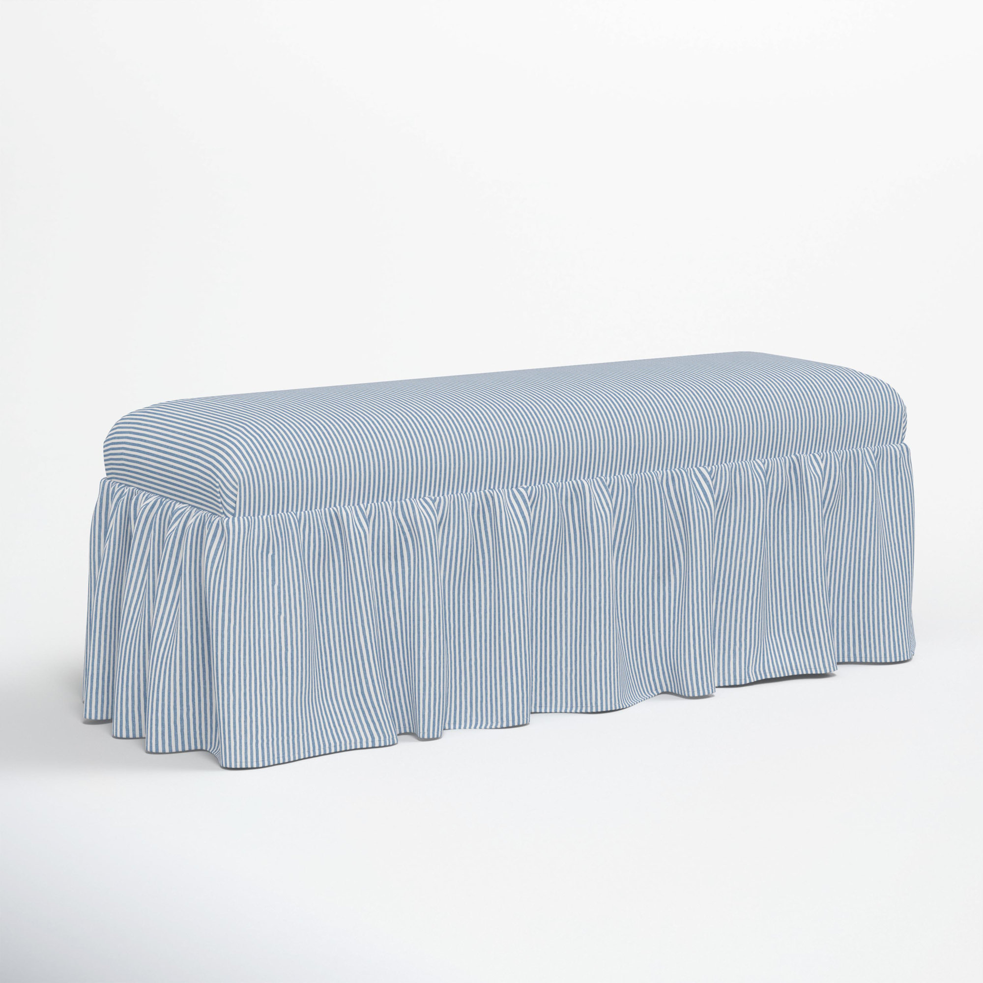 Maggie Ruffle Dining Bench, Prep Stripe Blue