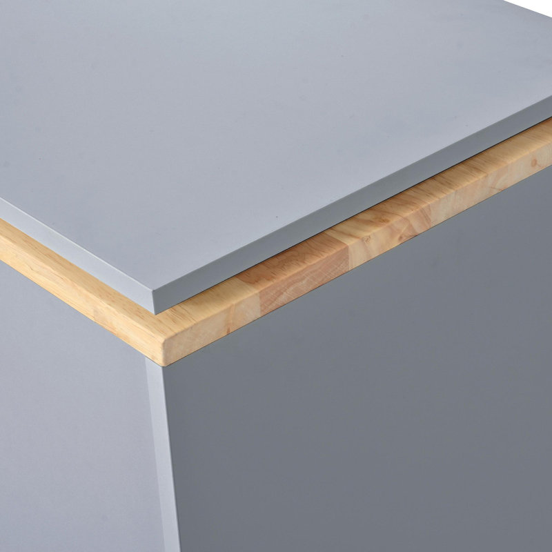 Îlot de cuisine roulant avec table allongée, îlot de cuisine sur roulettes avec lumières DEL, prises de courant et 2 portes en verre cannelé, îlot de cuisine avec compartiment de rangement et 3 tablettes ouvertes latérales, gris