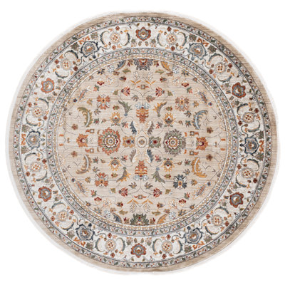 Oriental Machine Woven Power Loom Area Rug in Beige/ Ivory