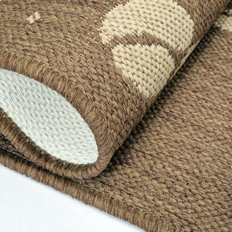 Non Slip Coffee Rug Flat Weave Kitchen Living Room Carpet, Rectangle 160 x 225 cm, Brown