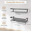 Floating Shelves Iron Wall Mounted Shelf with Towel Bar, Iron Shelves Set of 2-1787632532