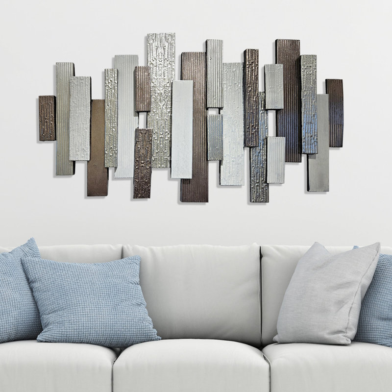 Grande grande décoration murale en métal pour le salon, métal, bronze moderne, largeur de 44 pouces