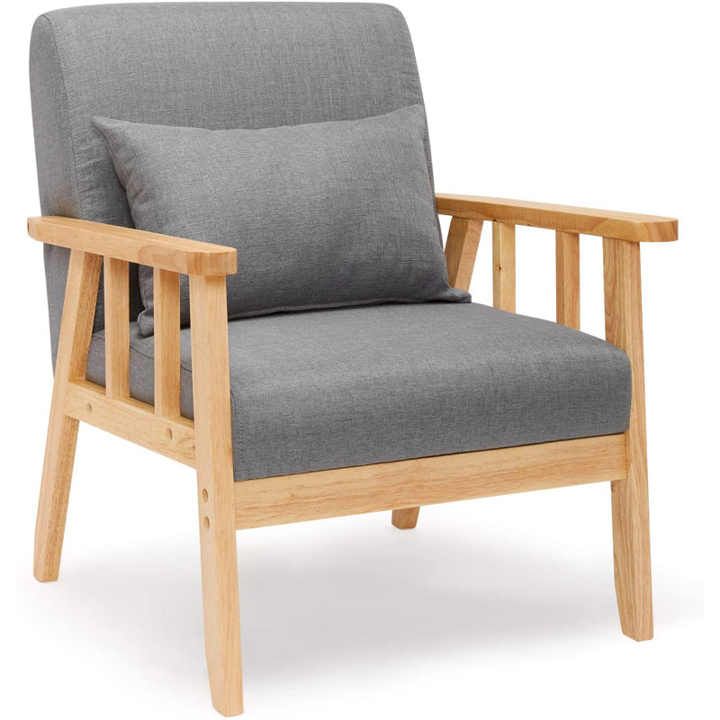 Macclesfield Upholstered Linen Blend Armchair, Dark Grey