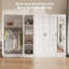 Armoire 3 portes avec miroir pleine longueur, armoire de rangement autoportante avec tablettes réglables et tringle-1108885620