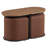 Mira 17.7" High Modern Oval Wooden Coffee Table  with 2 Hidden Stools