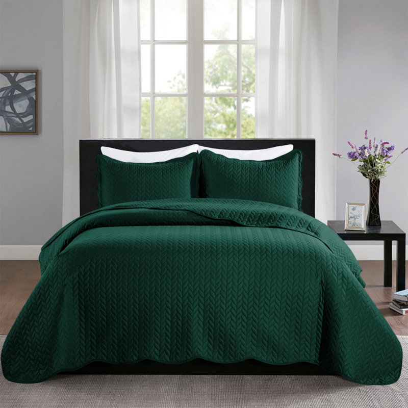 Ensemble de couvre-lit en microfibre , Émeraude, Grand lit