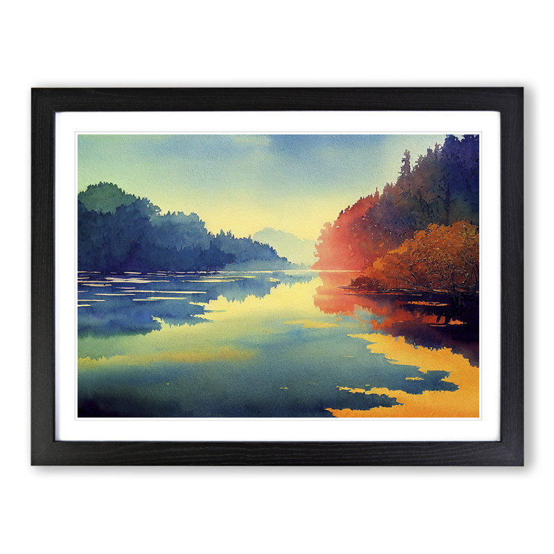 Colourful Forest River Vol.3 - Single Picture Frame Print, Black Framed, 25cm H x 34cm W x 2cm D