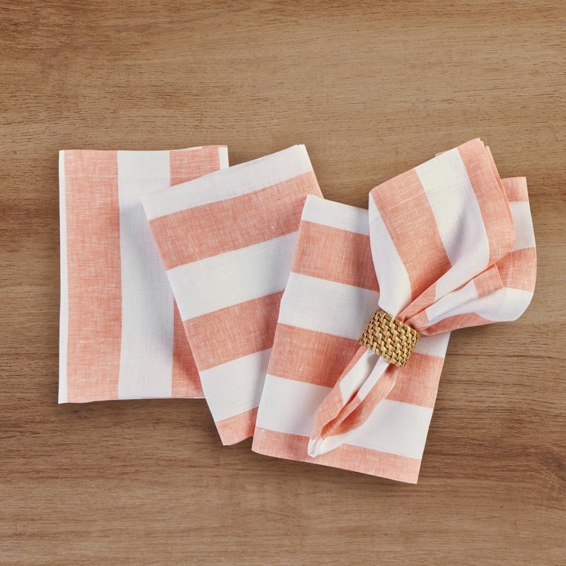 Cabana Stripe - 100% Pure Linen Dinner Napkins