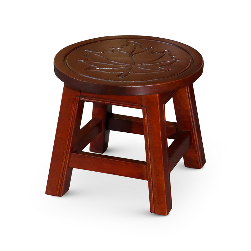 Marchepied en bois sculpté, feuille d'érable, cerisier, Cerisier