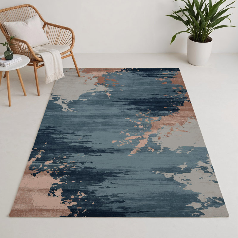 Tapis intérieur et extérieur gris Watercolor, Rectangle 5 pi x 7 pi