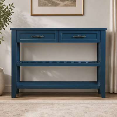 Console en bois avec tiroirs et tablettes