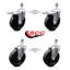 5 Inch Soft Rubber Wheel Swivel 12mm Stem Caster Set 2 Total Lock Brake SCC