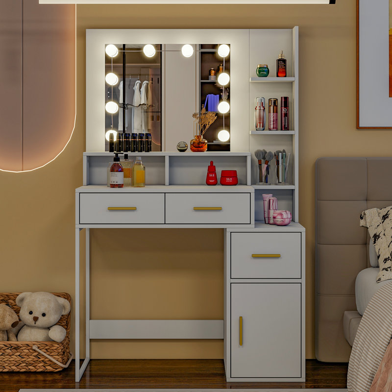 Makeup Vanity Table With LED Mirror
