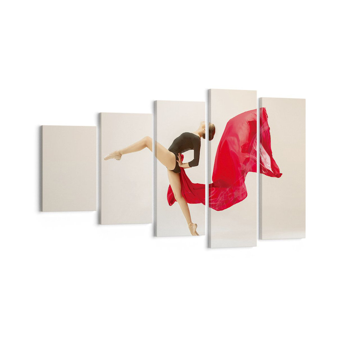 5-tlg. Leinwandbild-Set Ballerina Dance Red