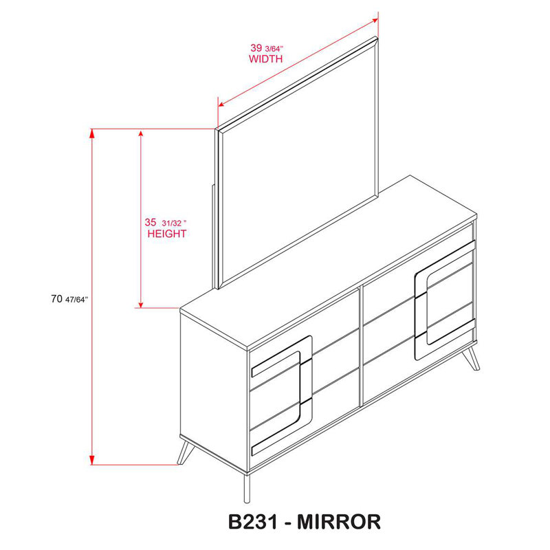 Commode 6 tiroirs avec miroir blanc et doré