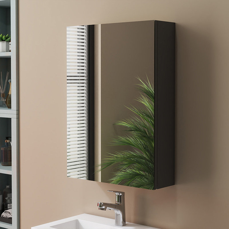 W H Wall Frameless Medicine Cabinet Mirror, Grey