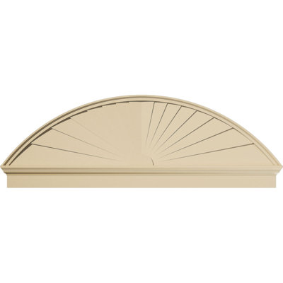 72"W x 24-7/8"H x 2-1/2"P Segment Arch Sunburst Signature Urethane Combination Pediment, Primed Tan
