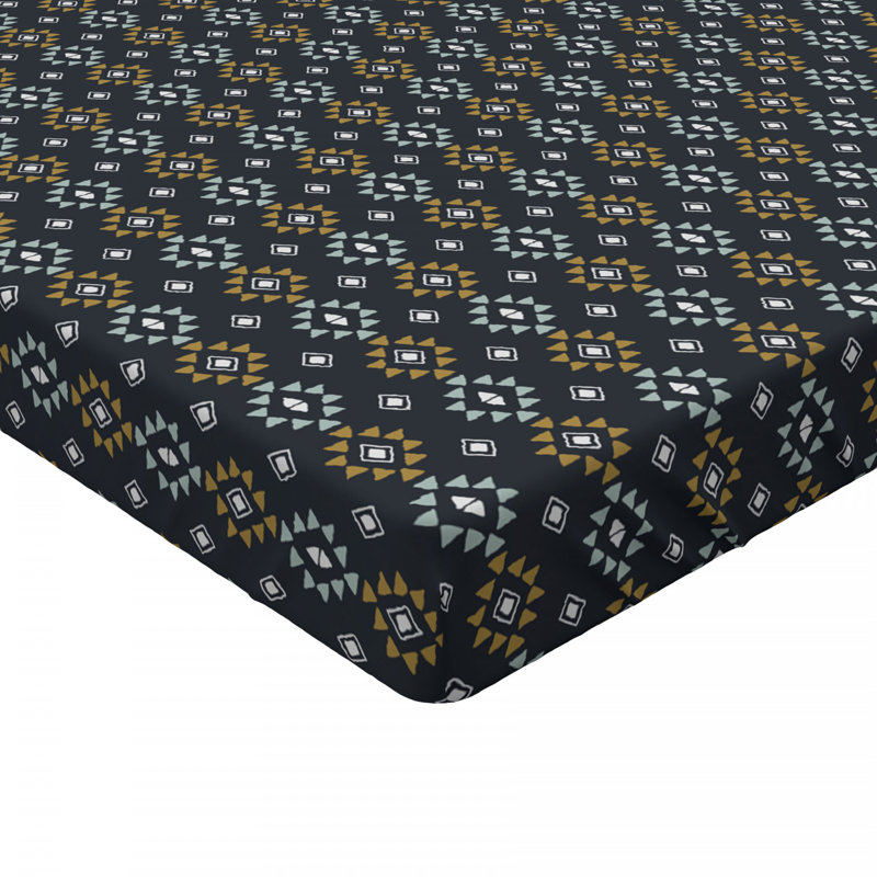 Microfiber Geometric Fitted Sheet, Queen Fitted Sheet