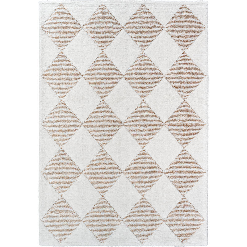 Tapis en polyester recyclé ivoire, brun, cuivre et rouille Marka, Rectangle 5 pi 3 po x 7 pi 6 po