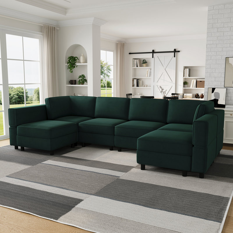 U-Shaped Modular Sectional Sofa Upholstered Couch With Storage Space
