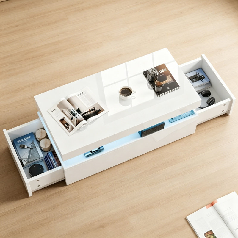 Coffee Table, White, White, White