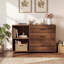 Classeur latéral mobile avec tiroirs et tablettes, armoire de rangement à roulettes, brun-1084473246