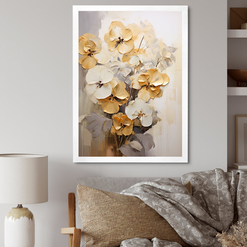 Minimalisme Pansy Radiance Bouquet I, Cadre simple blanc, H 20 po x l 12 po x P 1 po