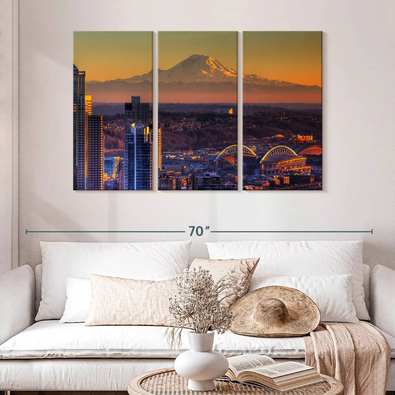 Sirci Seattle, coucher de soleil brillant, H 32 po x l 50 po