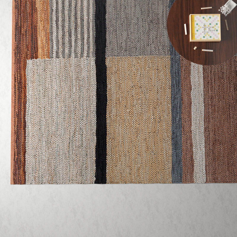 Pim Geometric Flatweave Brown/Light Beige/Medium Gray Area Rug, Rectangle 10' x 14'