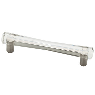 (5 Pack) 3-3/4 inch Melrose Pull Crystal Acrylic Satin Nickel