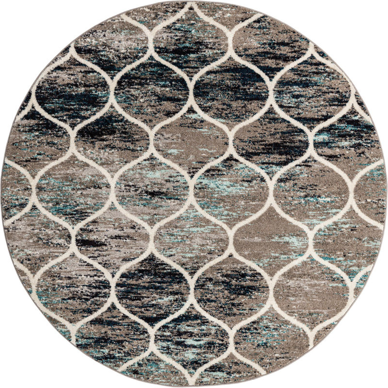 Geometric Indoor Rug, Round 7'