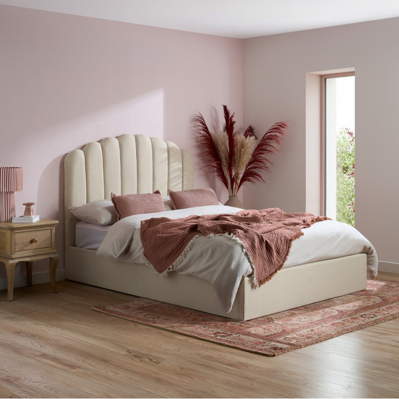 Anupras Upholstered Bed, Double, Beige